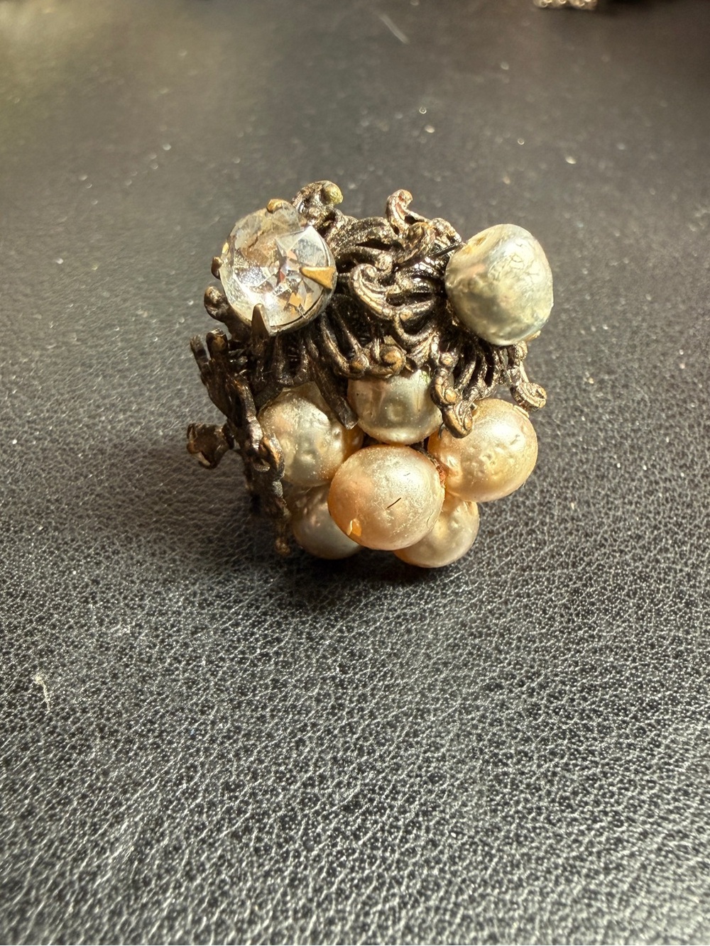 Vintage Miriam Haskell Signed Faux Pearl Filigree Clip SINGLE EARRING **READ**